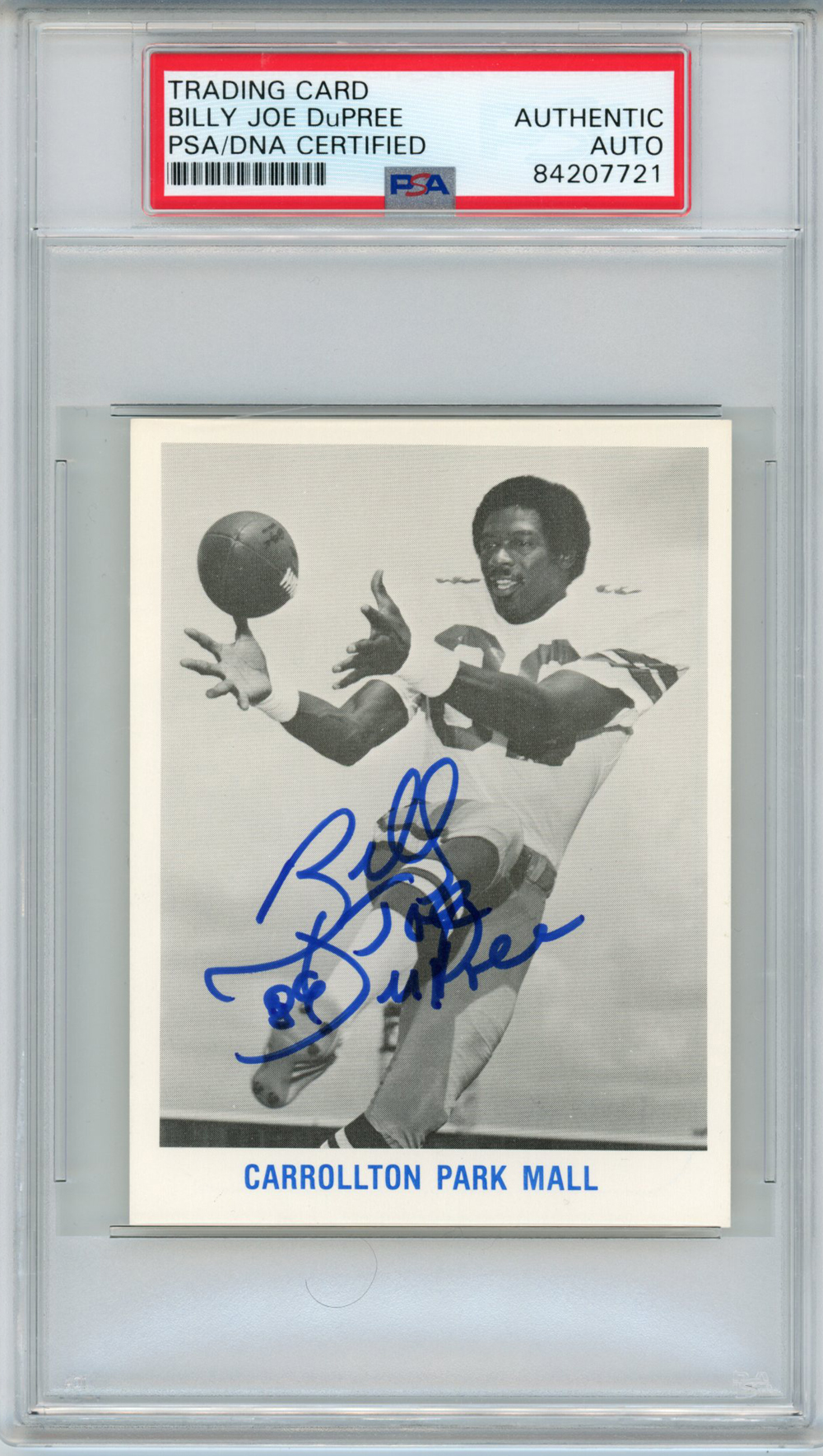 Billy Joe Dupree Autographed Dallas Cowboys 1982 Schedule Card PSA Slab 32633