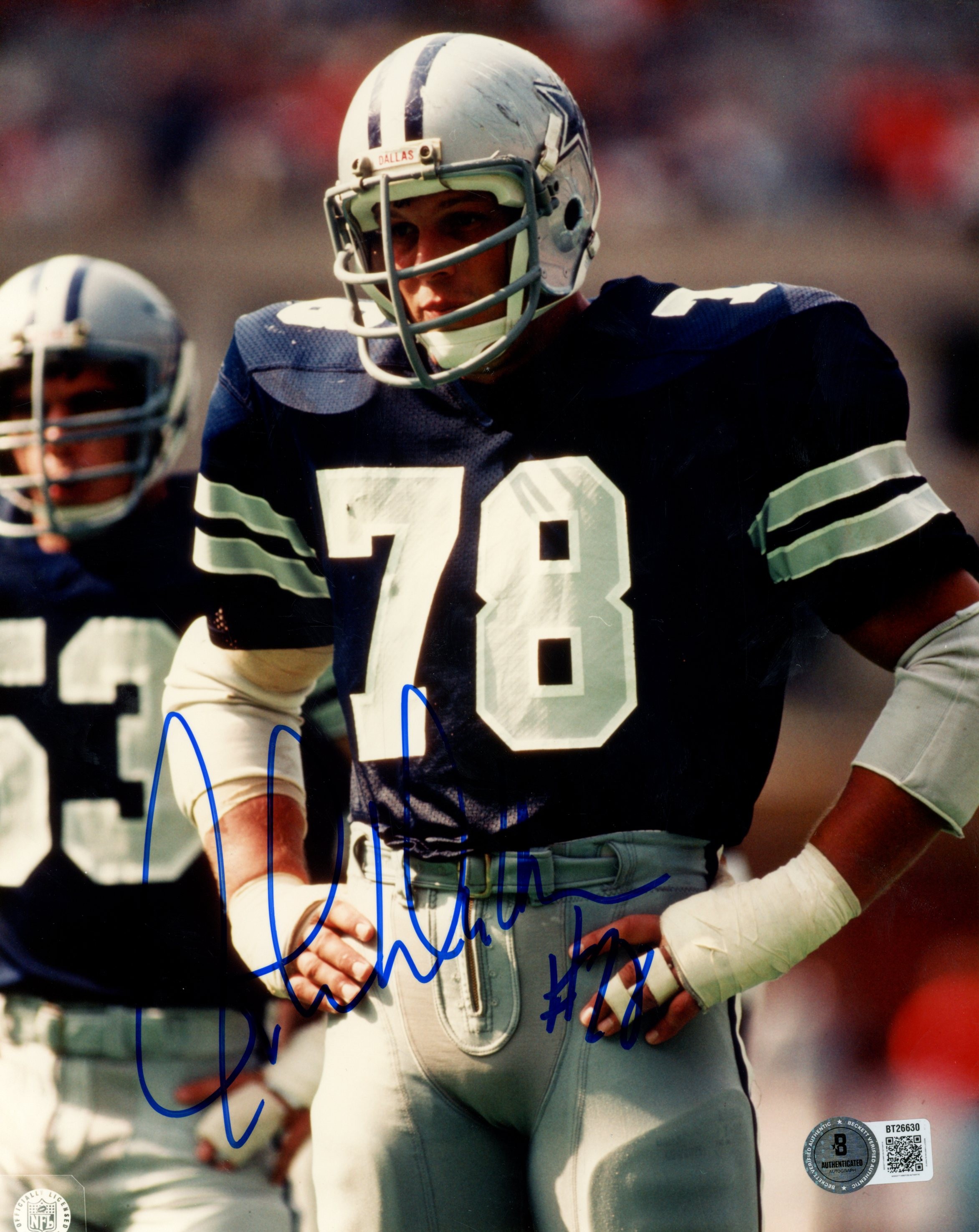 John Dutton Autographed Dallas Cowboys 8x10 Photo Hands on Hips Beckett 56750