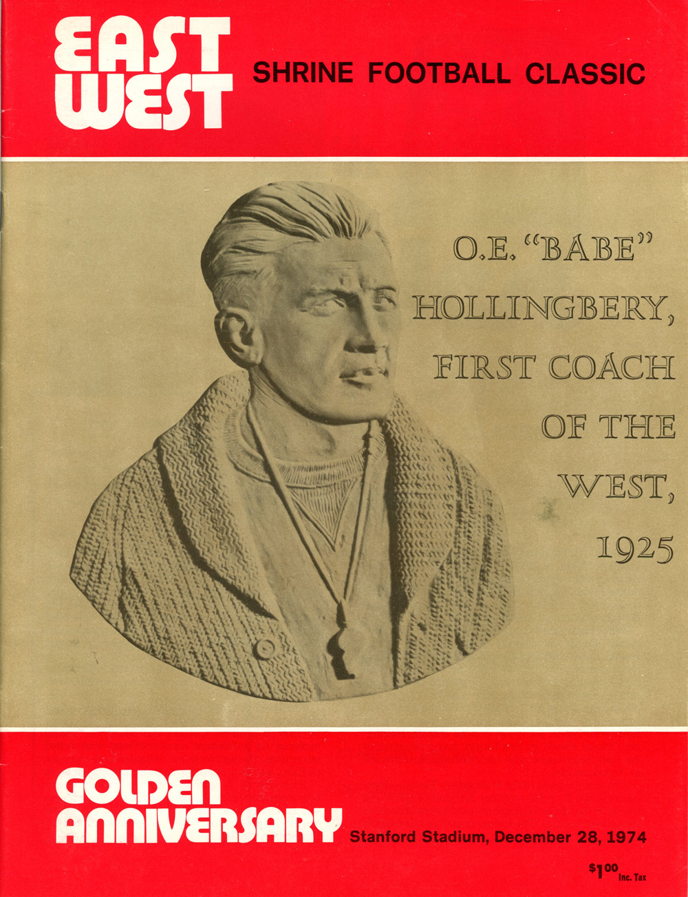 East Weat Shrine Game 12/28/1974 Program Golden Anniversary