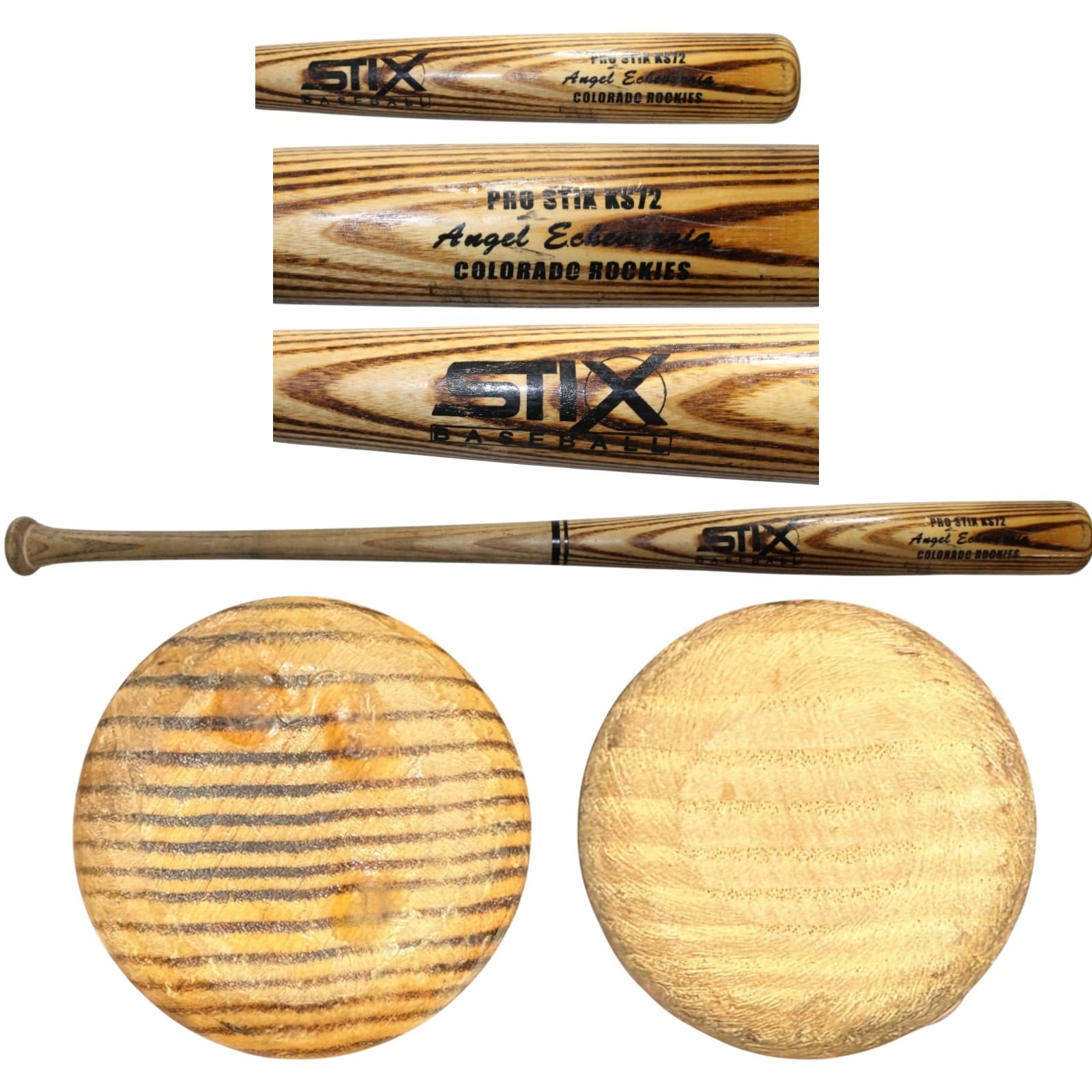 Angel Echevarria Colorado Rockies Game Used Blonde Maple Stix Baseball Bat 57272