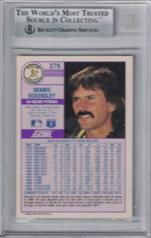 Dennis Eckersley Signed Oakland Athletics 1989 Score Trading Card BAS 27041