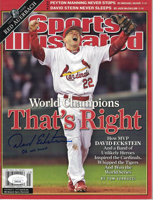 David Eckstein Signed St Louis Cardinals Sports Illustrated WS Champs JSA 24676