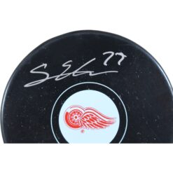 Simon Edvinsson Autographed Detroit Red Wings Logo Puck Fanatics 53809