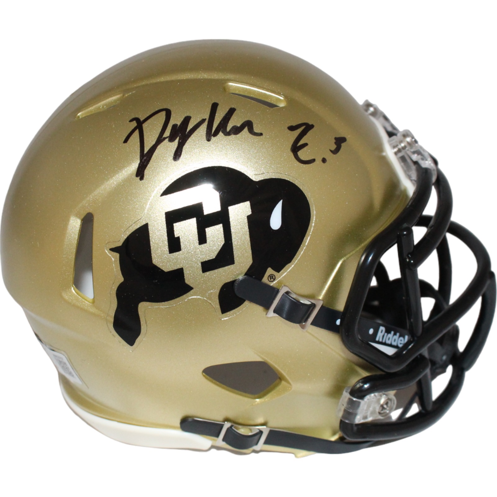 Dylan Edwards Signed Colorado Buffaloes Gold Mini Helmet BAS