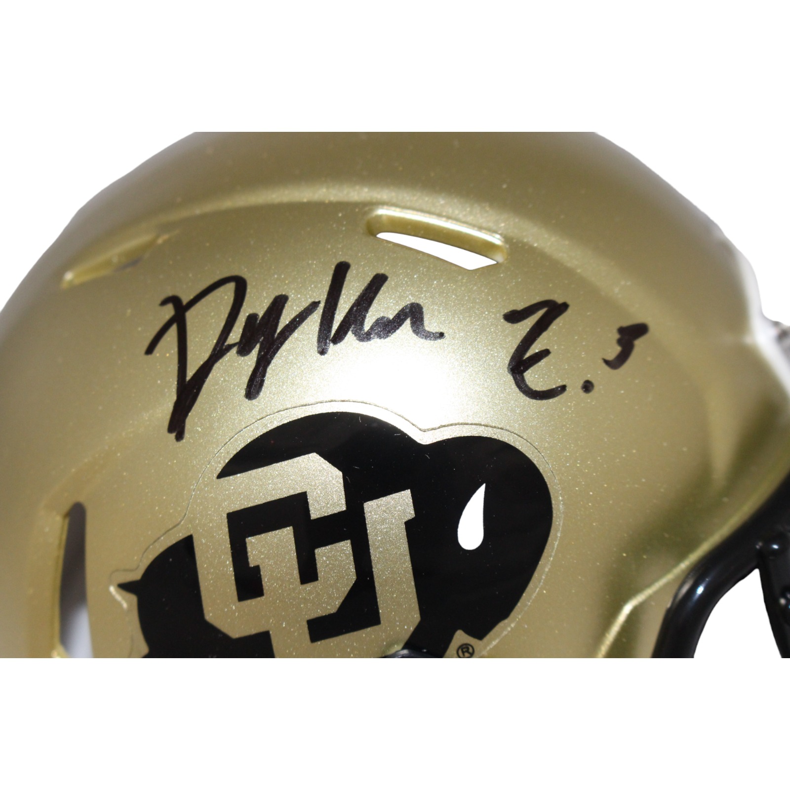 Dylan Edwards Signed Colorado Buffaloes Gold Mini Helmet BAS