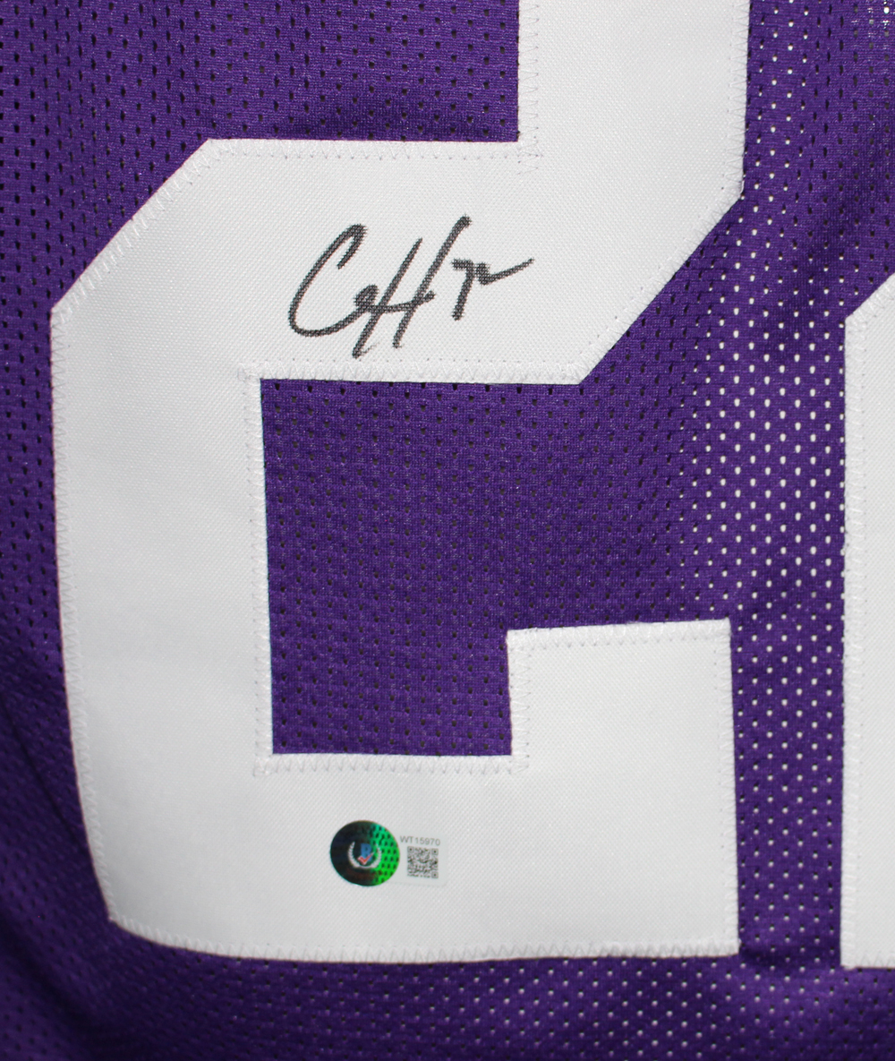 Clyde Edwards-Helaire Autographed College Style Purple XL Jersey BAS
