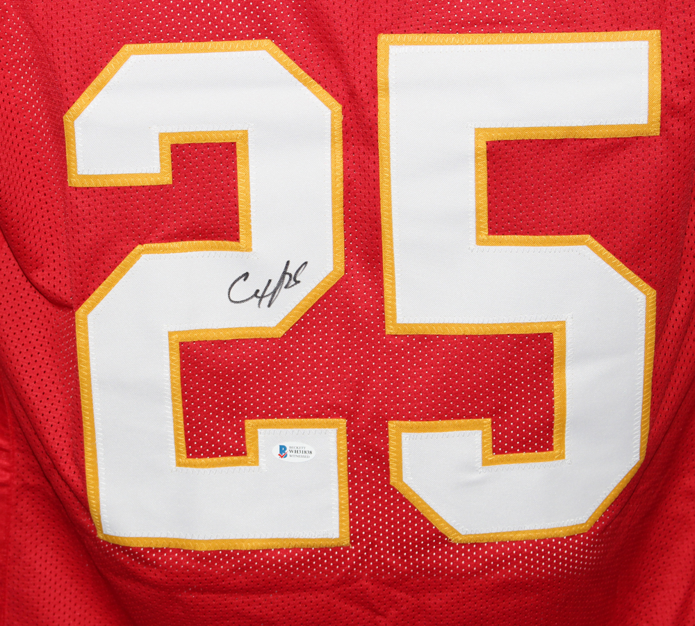 Clyde Edwards-Helaire Autographed/Signed Pro Style Red XL Jersey BAS 32333