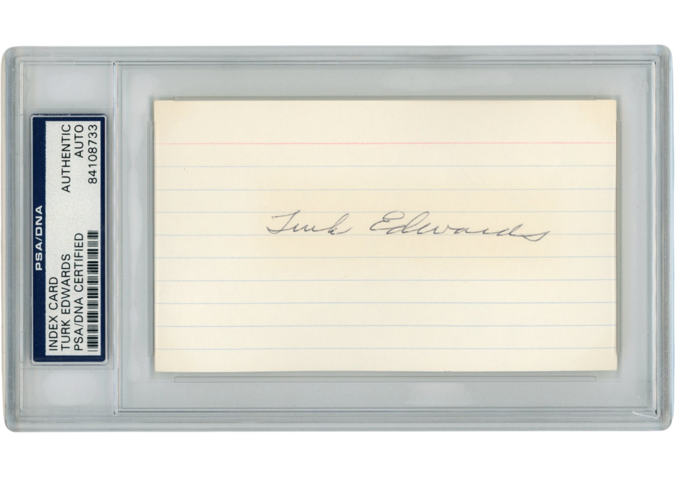 Turk Edwards Autographed/Signed Washington Redskins Index Card Slabbed PSA 54925