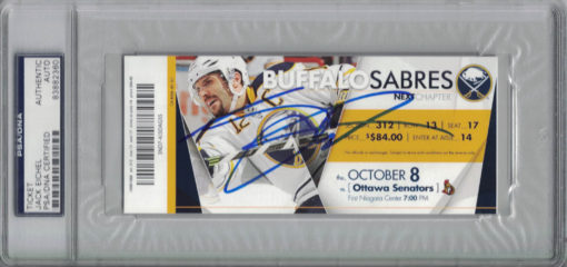 Jack Eichel Autographed/Signed Buffalo Sabres NHL Debut Ticket PSA Slab 24436