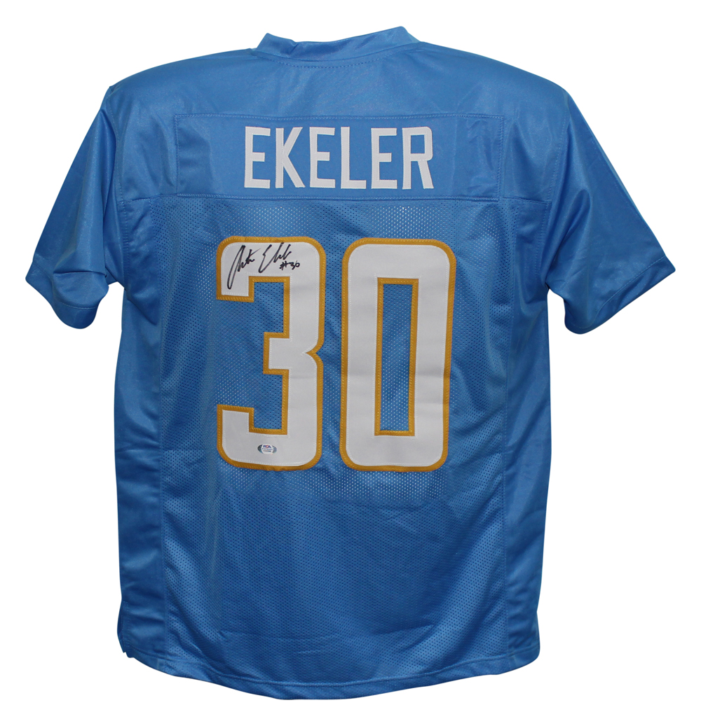 Austin Ekeler Autographed/Signed Pro Style Blue XL Jersey PSA