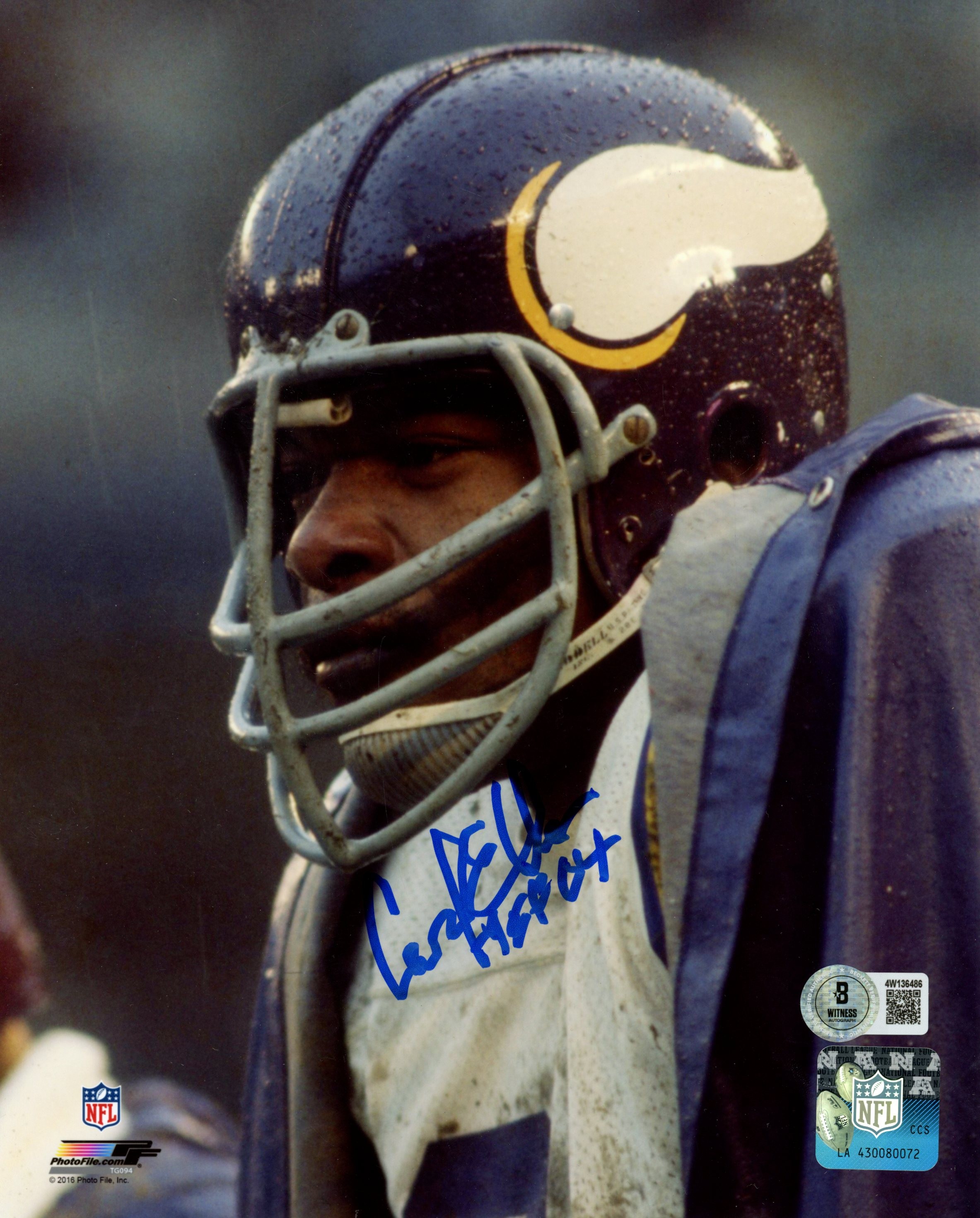 Carl Eller Autographed/Signed Minnesota Vikings 8x10 Photo HOF Beckett WIT 54703