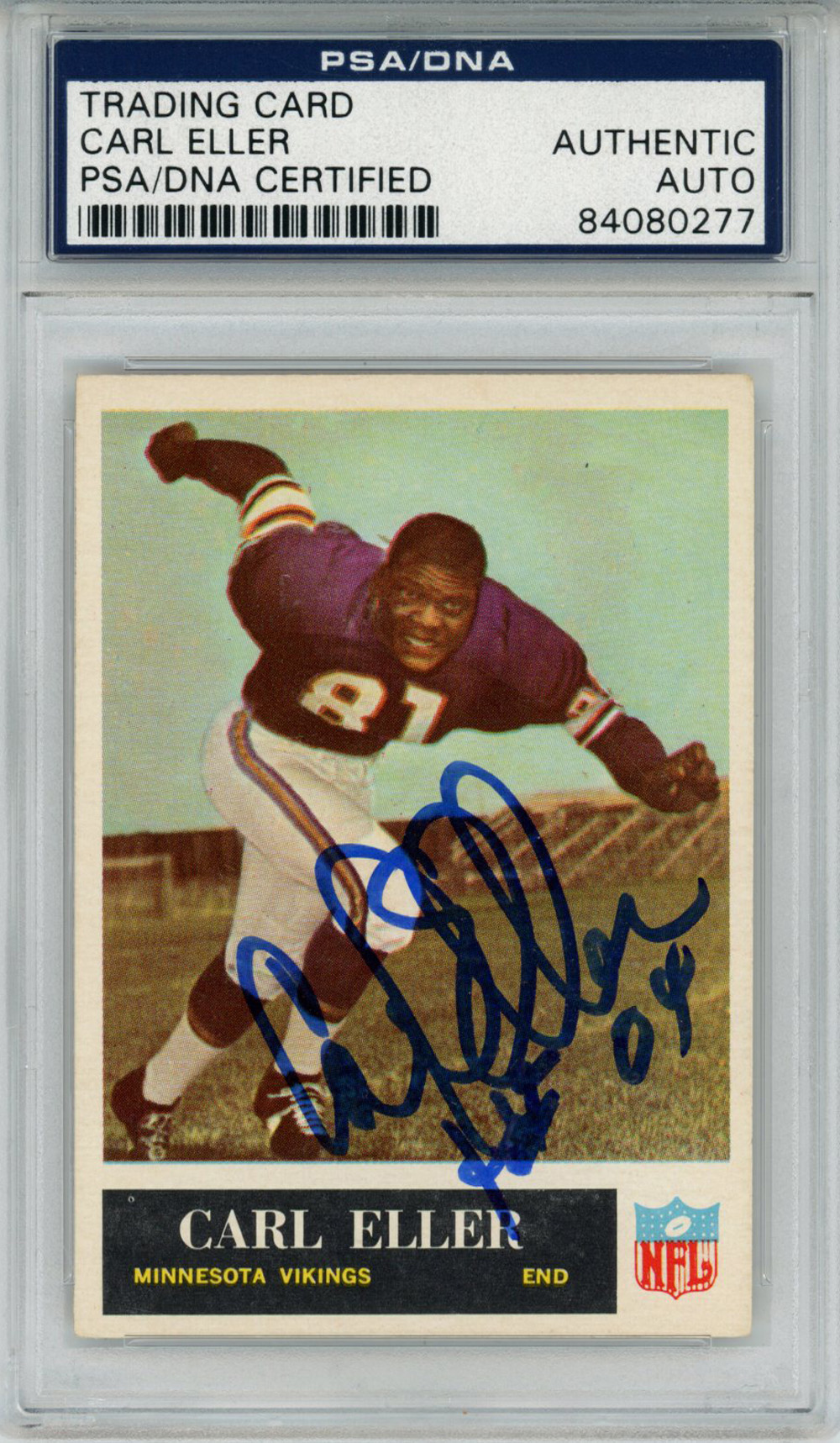 Carl Eller Signed 1965 Philadelphia #105 Trading Card HOF PSA Slab