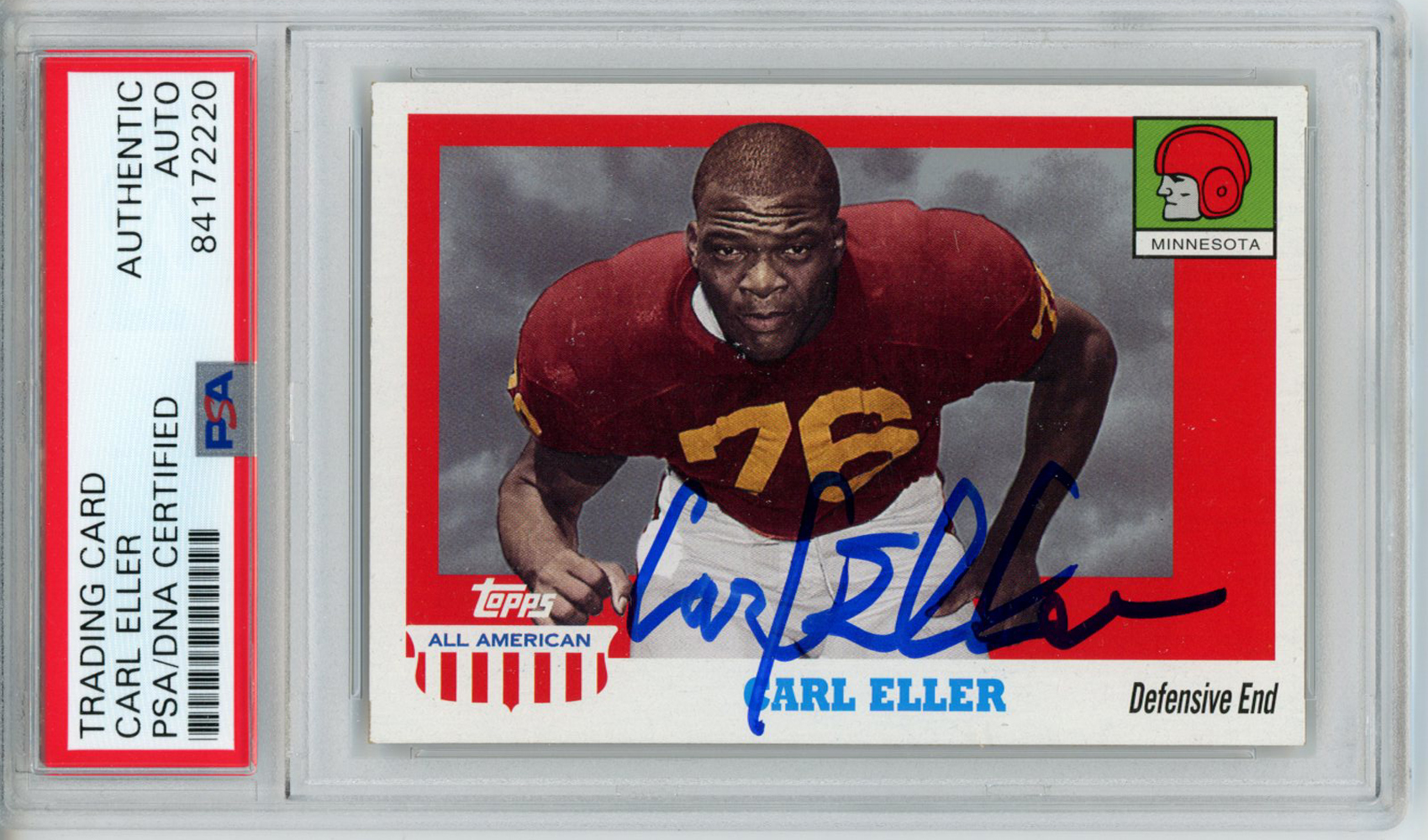 Carl Eller Autographed 2005 Topps All American Trading Card PSA Slab 32582
