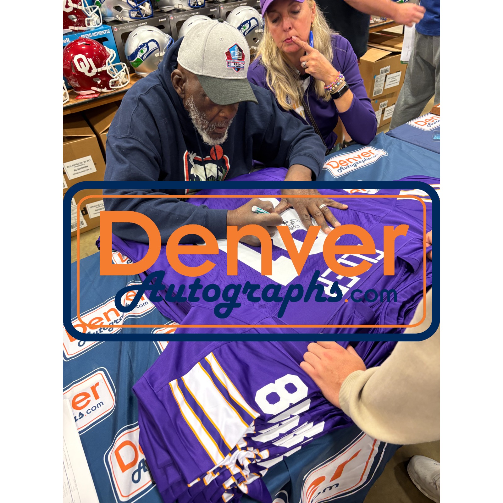 Carl Eller Autographed Pro Style Size XL Purple Jersey HOF Beckett Witness 54624 5 Carl Eller Autographed Pro Style Size XL Purple Jersey HOF Beckett Witness 54624