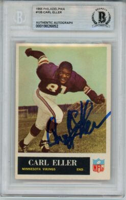 Carl Eller Autographed 1965 Topps #105 w/HOF Trading Card Slab Beckett 57078