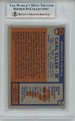 Carl Eller Autographed 1976 Topps #195 Trading Card Slab Beckett 57071