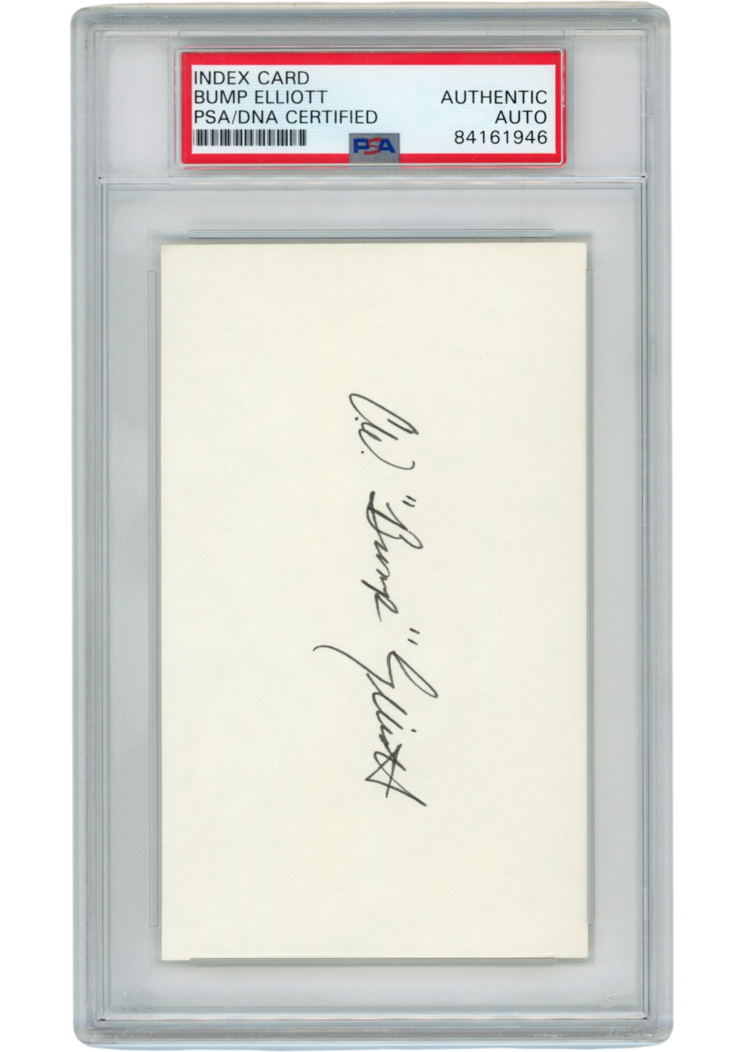Bump Eliott Autograped/Signed Michigan Wolverines Index Card Slabbed PSA 54905