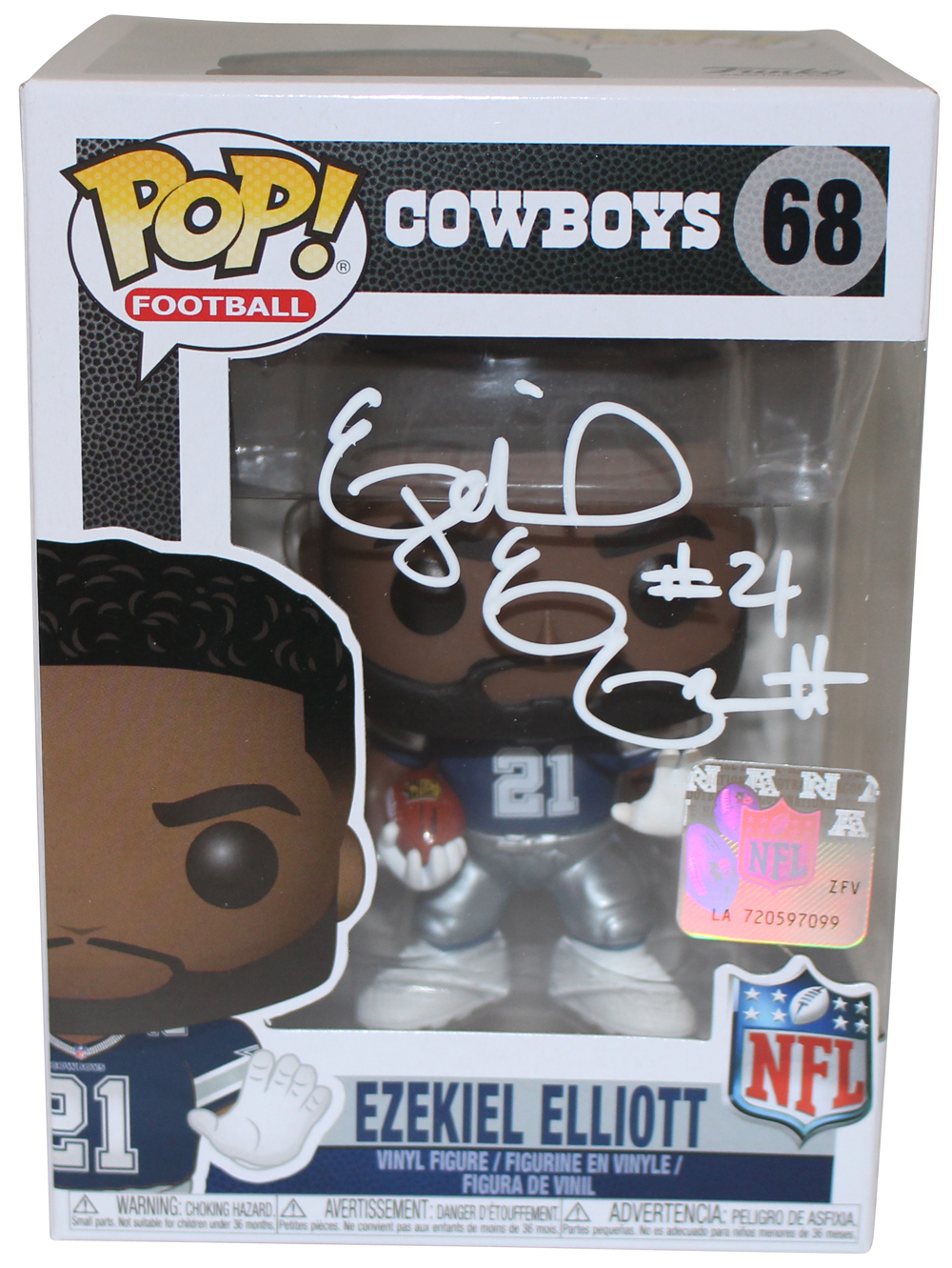 Ezekiel Elliott Autographed Dallas Cowboys NFL Funko Pop! #68 Beckett