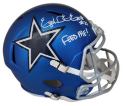 Ezekiel Elliott Signed Dallas Cowboys Blaze Replica Helmet Feed Me BAS 24168