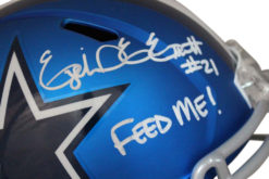 Ezekiel Elliott Signed Dallas Cowboys Blaze Replica Helmet Feed Me BAS 24168