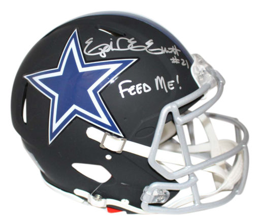 Ezekiel Elliott Signed Dallas Cowboys Black Authentic Helmet Feed Me BAS 22648