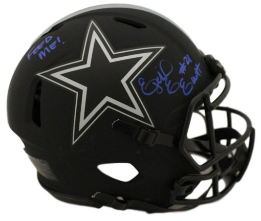 Ezekiel Elliott Signed Dallas Cowboys Eclipse Authentic Helmet Feed Me BAS 26967