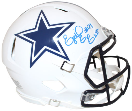 Ezekiel Elliott Autographed Dallas Cowboys Authentic Flat White Helmet BAS 20116