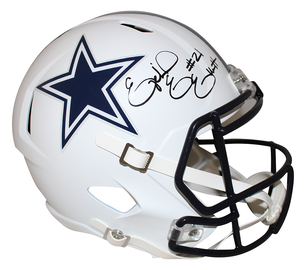 Ezekiel Elliott Autographed Dallas Cowboys F/S Flat White Helmet BAS 28411