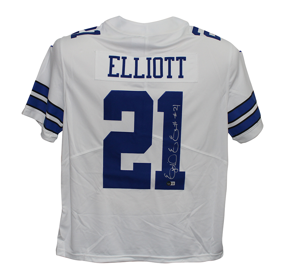 Ezekiel Elliott Signed Dallas Cowboys Nike White Limited XL Jersey BAS