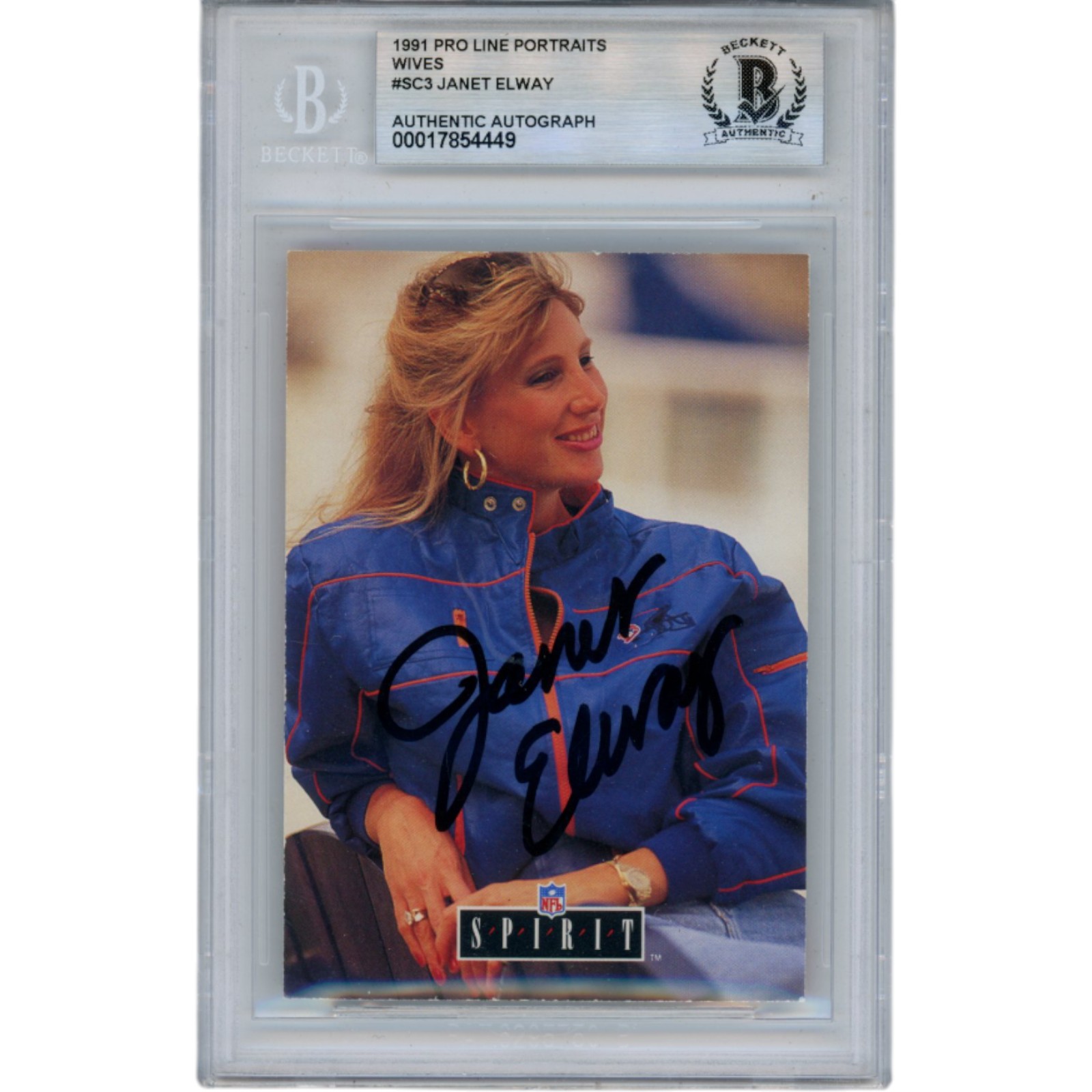 Janet Elway Signed 91 Pro Line Portraits #266 Trading Card Slabbed Beckett 51541