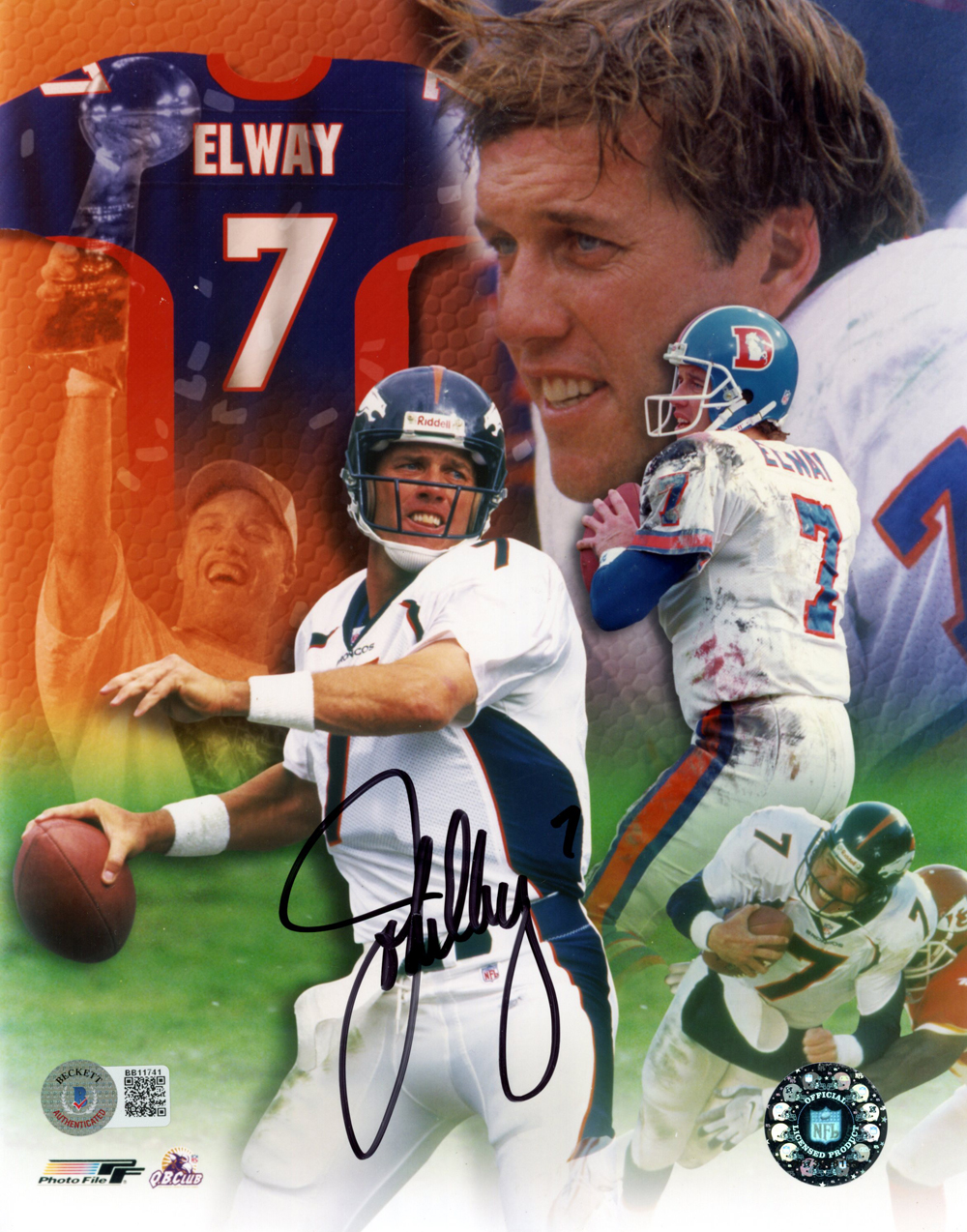 John Elway Autographed/Signed Denver Broncos 8x10 Photo BAS