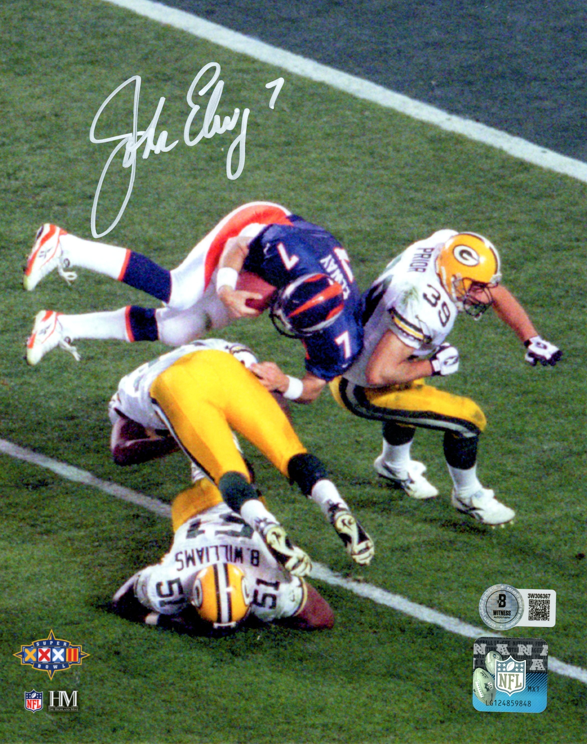 John Elway Autographed/Signed Denver Broncos 8x10 Photo Beckett Witness 55393