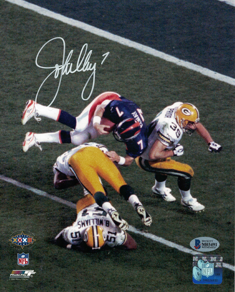 John Elway Autographed/Signed Denver Broncos 8x10 Photo BAS 29006 PF