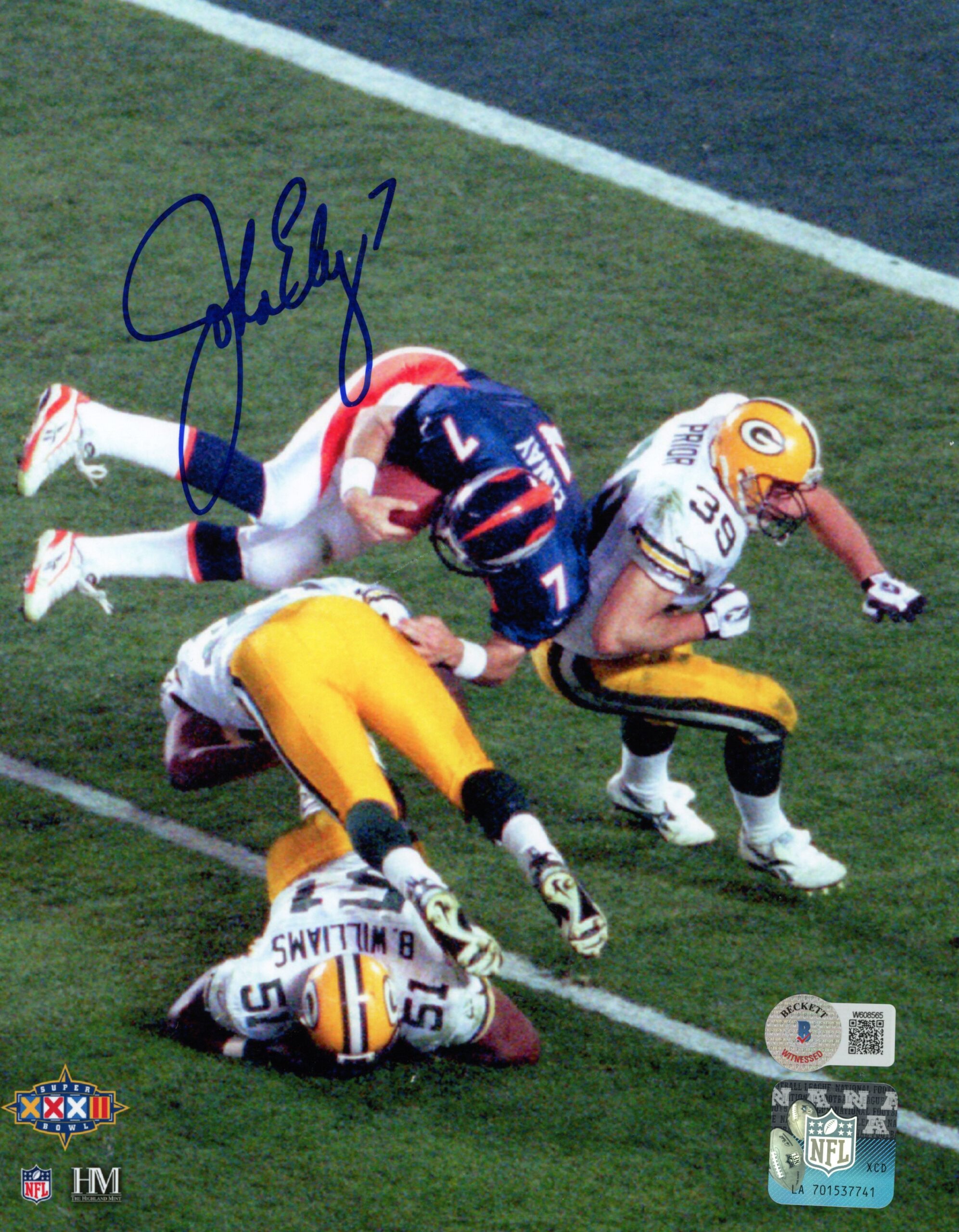 John Elway Autographed/Signed Denver Broncos Heli 8x10 PhotoBeckett