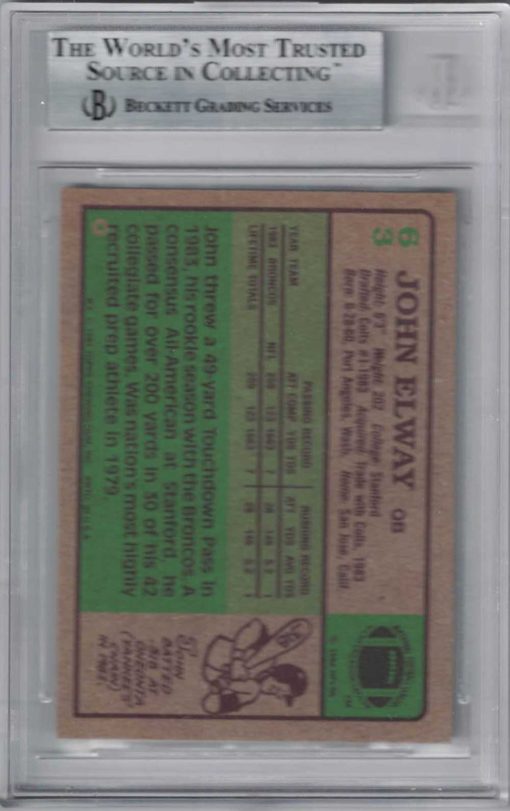 John Elway Autographed Denver Broncos 1984 Topps Rookie Card BAS Slab 26013