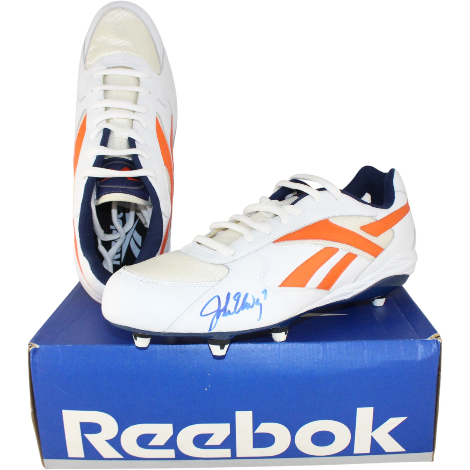 John Elway Signed Denver Broncos Reebok Sz 11.5 Game Issued '97 Cleats BAS 52861