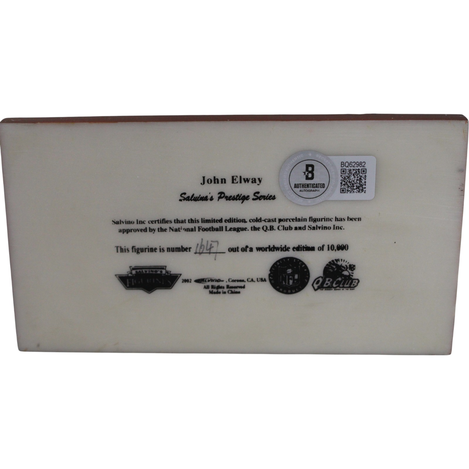 John Elway Signed Denver Broncos Salvino Porcelain Figure #1647 Beckett 52854 4 John Elway Signed Denver Broncos Salvino Porcelain Figure #1647 Beckett 52854