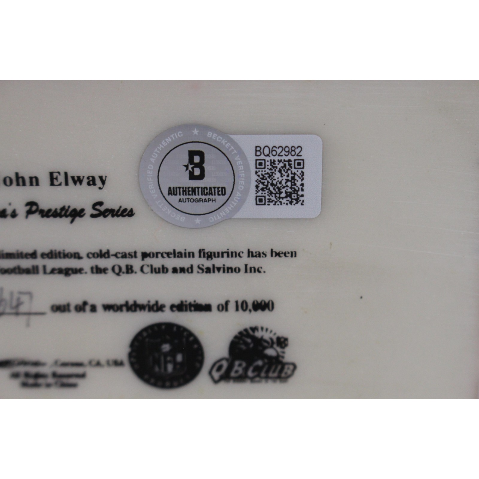 John Elway Signed Denver Broncos Salvino Porcelain Figure #1647 Beckett 52854 5 John Elway Signed Denver Broncos Salvino Porcelain Figure #1647 Beckett 52854