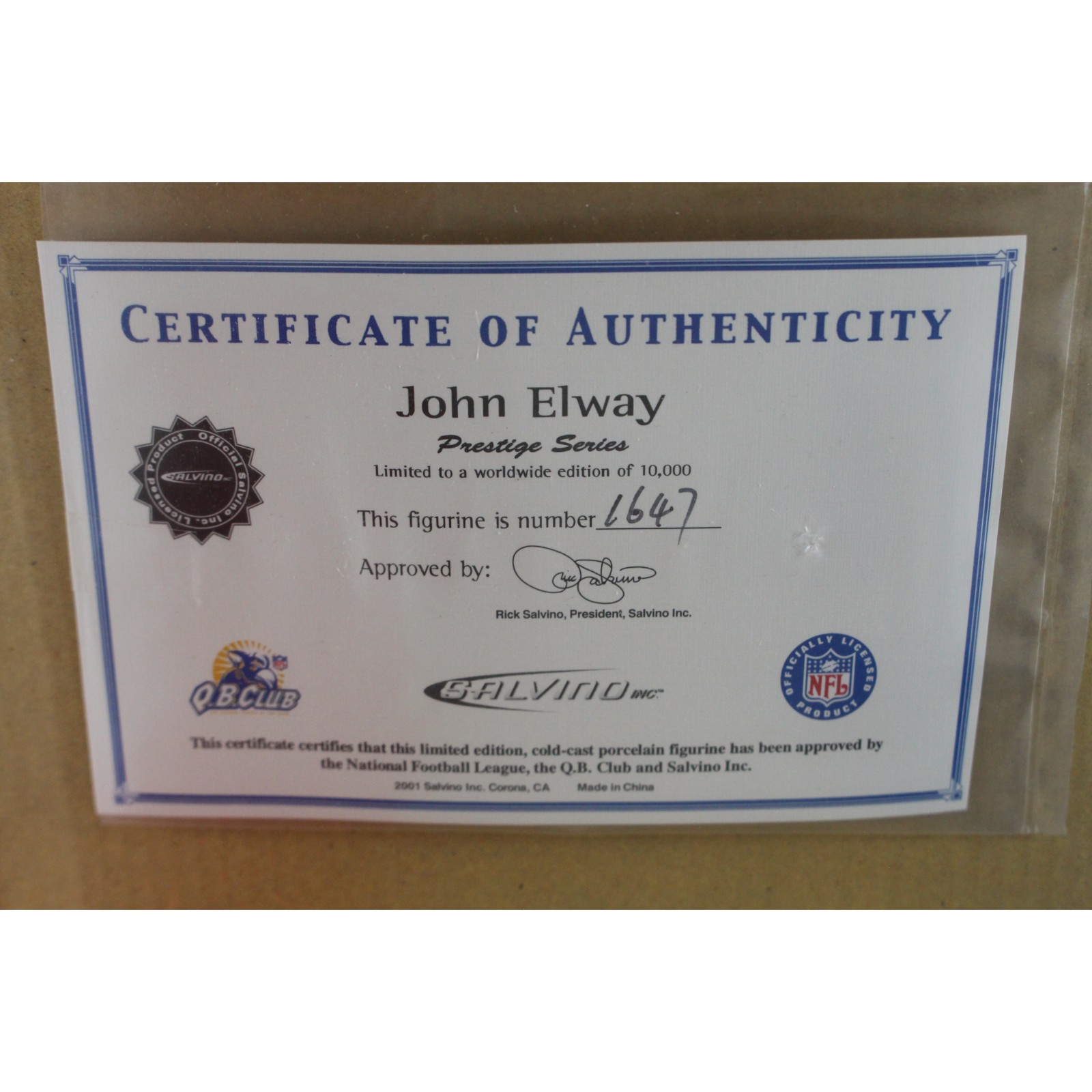 John Elway Signed Denver Broncos Salvino Porcelain Figure #1647 Beckett 52854 7 John Elway Signed Denver Broncos Salvino Porcelain Figure #1647 Beckett 52854