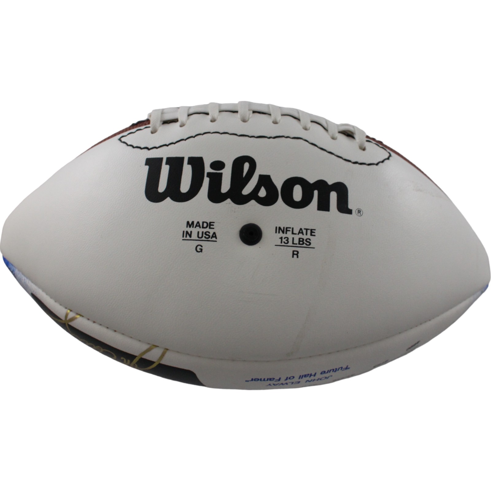 John Elway Signed Wilson Art Sportacular Logo Football Beckett 44307