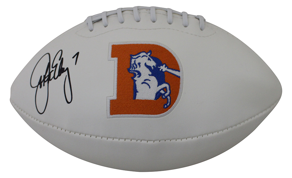 John Elway Autographed/Signed Denver Broncos D Logo Football BAS 25322