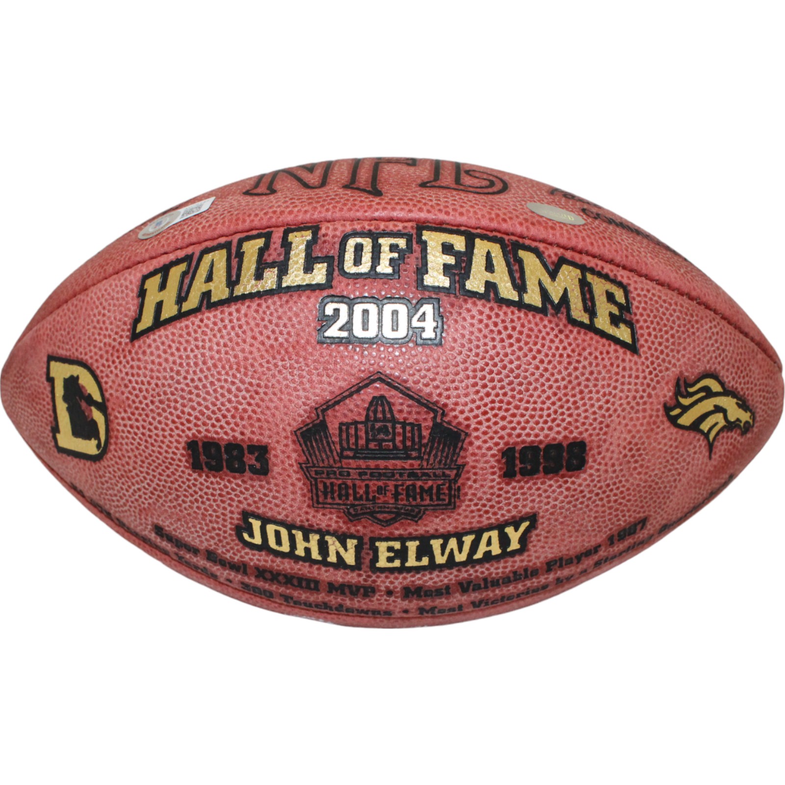 John Elway Signed Hall of Fame 2004 Official Football 527/2004 Beckett 44305