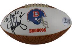 John Elway Autographed Denver Broncos 90 Ball Mini "To Duke" As Is Beckett 52873