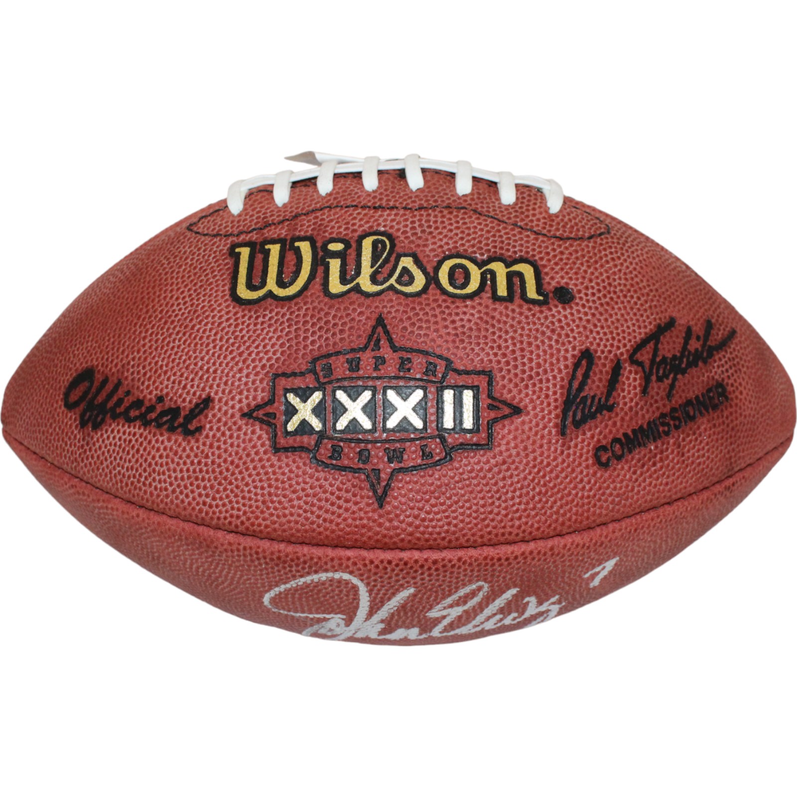 John Elway Autographed Super Bowl XXXII Official Football Beckett 44304