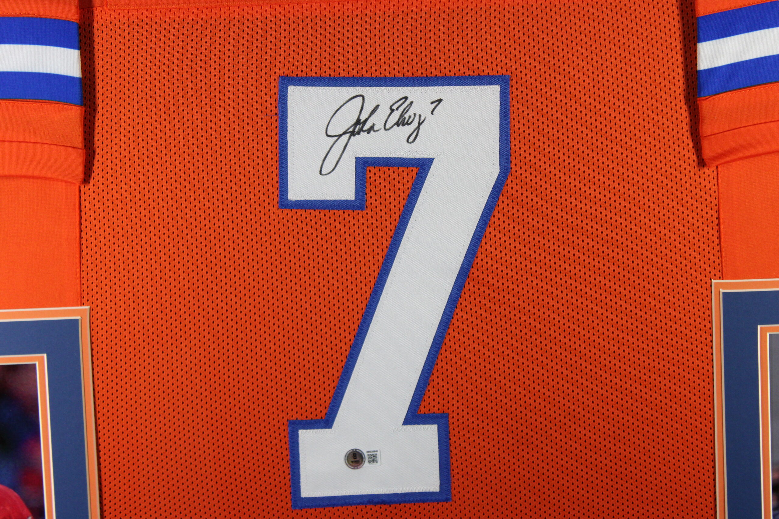 John Elway Autographed Pro Style Sz XL Orange Framed Jersey 35x43 Beckett 57295 2 John Elway Autographed Pro Style Sz XL Orange Framed Jersey 35x43 Beckett 57295