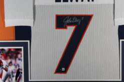 John Elway Autographed/Signed Pro Style White XL Framed Jersey Beckett 51214