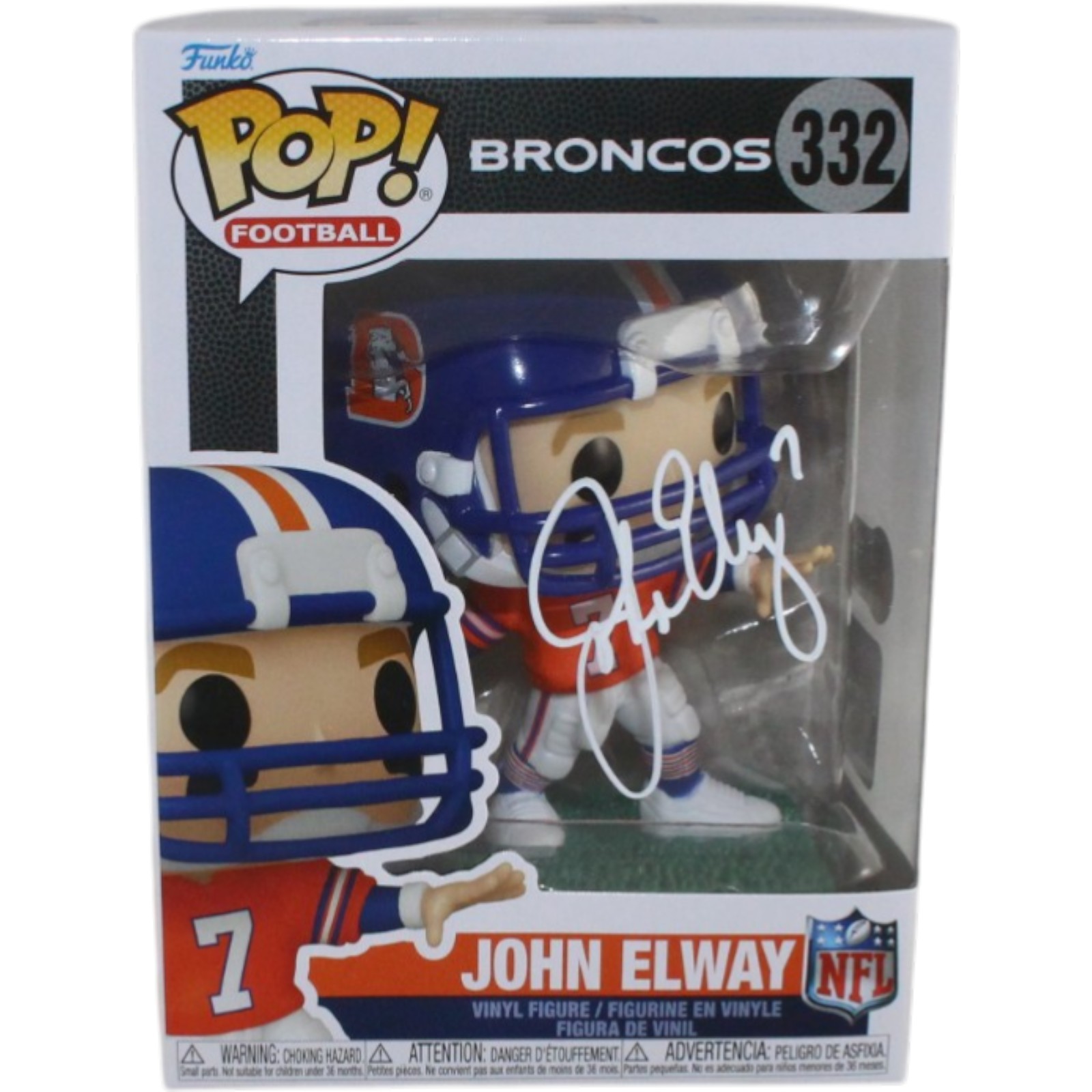 John Elway Autographed Denver Broncos Funko Pop! #332 Beckett Witness 55208