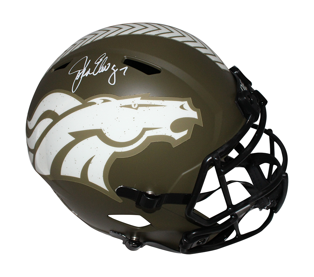 John Elway Signed Denver Broncos F/S Salute Helmet Beckett