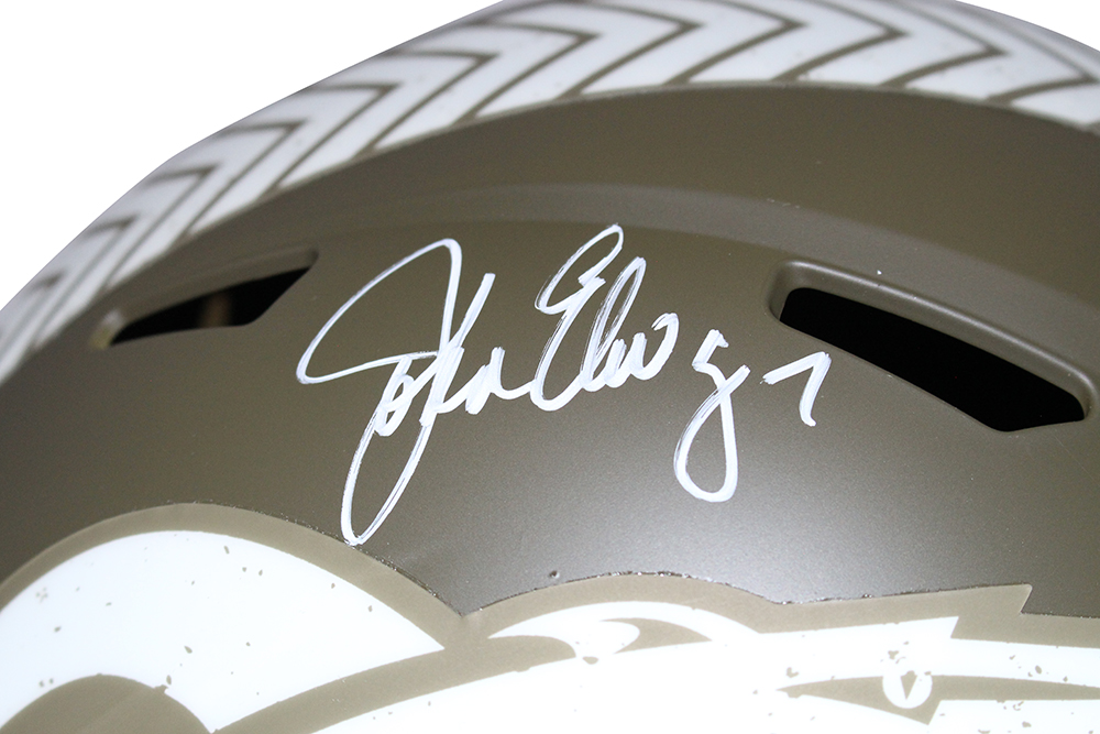 John Elway Signed Denver Broncos F/S Salute Helmet Beckett