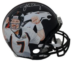 John Elway Autographed Denver Broncos Authentic Painted Art Helmet JSA 24639